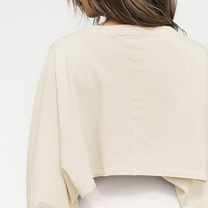 เสื้อครอปแขนยาวทรงเข้ารูปสำหรับผู้หญิงรุ่นใหม่ล่าสุด ขนาดสั่งทำได้ ระบายอากาศ แห้งเร็ว เหมาะสำหรับออกกำลังกาย สไตล์ลำลอง ผลิตจากผ้าแคนวาส - Product Image 3