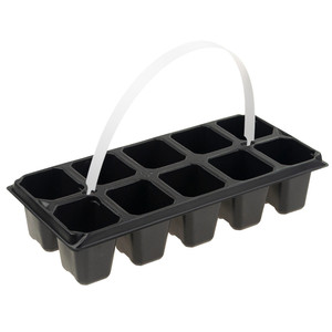 Plateaux de production multi-compartiments à 10 compartiments, de forme rectangulaire, avec trou de drainage - Product Image 2