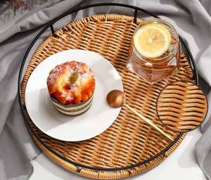 Plateau de service alimentaire en rotin à poignées en fer vintage Design tendance fait à la main Plateau de nourriture en rotin de grande taille de la plus haute qualité - Product Image 2