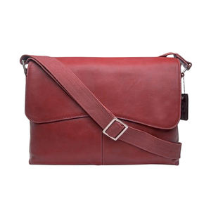 Unisex Genuine Leather Crossbody <b>Messenger</b> <b>Bag</b> Feather Decoration Polyester Lining Zipper Closure-Large Capacity Daily Use - Product Image 3