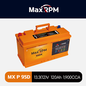 Maxline แบตเตอรี่รถยนต์12V ที่มีอายุการใช้งานยาวนาน LiFePO4 95D MX P เกาหลี120Ah แบตเตอรี่ลิเธียมเหล็กฟอสเฟต