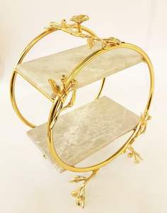 Support à gâteau rond à deux étages en acier inoxydable, écologique, lavable au lave-vaisselle, design élégant, pour mariage et fête - Product Image 4