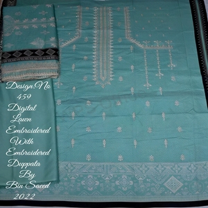 Duppata Bin Saeed ผ้าปักลายสนามหญ้าดิจิทัลคุณภาพสูงสำหรับผู้หญิงอินเดีย - Product Image 3