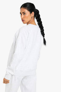 Venta al por mayor personalizado 100% algodón polar mujer sudadera cuello redondo de gran tamaño costura detalle impreso invierno pulóver logotipo frontal - Product Image 2