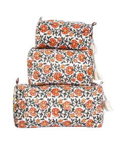 Pochette de toilette matelassée en coton écologique, résistante à l'eau et durable, avec fermeture éclair |   Sac de voyage tendance pour le rangement - Product Image 1