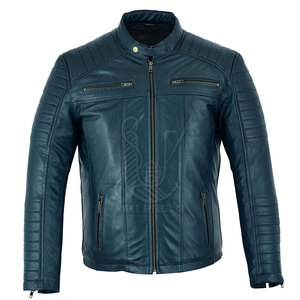 Veste en cuir véritable pour homme, automne-hiver, avec col montant et logo sur le devant, respirante et à séchage rapide, de haute qualité - Product Image 1