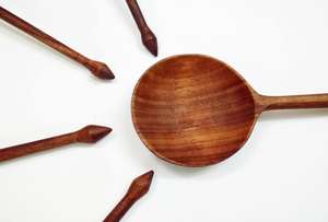 Cuillère en bois minimaliste écologique 99 Gold Data Blue pour la vente en gros, artisanat vietnamien, best-seller, articles ménagers en bois personnalisés - Product Image 3