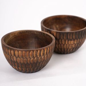 Cuenco de Madera Tallado, Estilo Tribal Rústico, para Servir Comida y Aperitivos, 5x3 Pulgadas, Porta Verduras, Ensaladas y Pasta de Lujo - Product Image 2