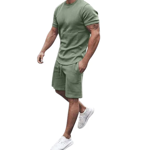ชุดเสื้อผ้ากางเกงขาสั้นผ้าฝ้ายสำหรับยิมของผู้ชายชุดเสื้อผ้าสไตล์สตรีทแบบแห้งเร็วสีพื้นระบายอากาศสำหรับฤดูร้อน - Product Image 5
