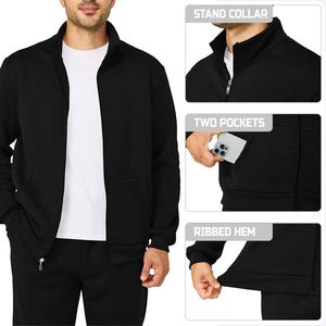 Ensemble de survêtement de course pour homme de haute qualité, logo personnalisé, jogging léger, sweat à col montant et pantalon de survêtement - Product Image 5