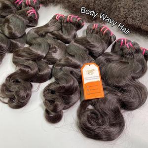 100% Raw Unprocessed Body Wavy Weft Hair Bundles Human Hair Extensions Luxury Quality No Shedding No <b>Tangle</b> From Trustful Vendor - Product Image 1