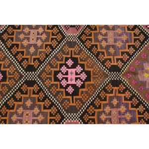 พรมวินเทจขนาด 4.1x12.1 ฟุต, พรมลายทางสไตล์ตุรกี, พรมลายสัตว์สีน้ำตาลชมพู - Product Image 5