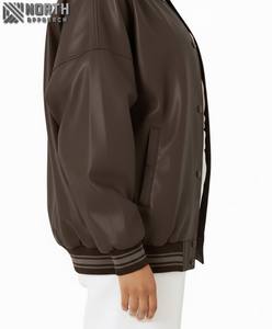 Veste d'hiver respirante coupe ajustée en cuir véritable pour femme personnalisable-NORTH APPROACH INDUSTRY - Product Image 4