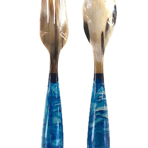 Juego de Cubiertos de Bambú de Estilo Lujoso, Ligero, Cuchara de Coco, Cuchara de Ébano Oscuro, Diseño Artesanal, Reutilizable - Product Image 1