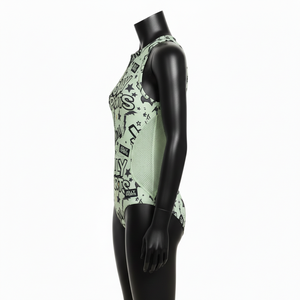 Traje de baño de una pieza para mujer, nailon y elastano elástico, color mostaza, con paneles de bolsillo utilitarios y logotipo personalizado para traje de baño. - Product Image 3