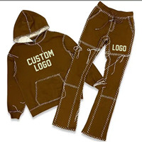 Pantalones Deportivos de Algodón con Bordado Desgastado, Cierre de Cremallera, Estilo Holgado, Gruesos, para Invierno, Personalizados, Unisex, Lavado Ácido Decolorado al Sol
