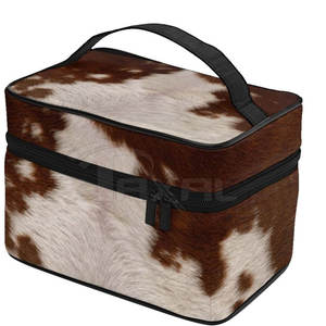 กระเป๋าหนังวัวมีฝาปิดแบบมีสไตล์สำหรับใส่ของใช้ในห้องน้ำลายแฟชั่นออกแบบได้ตามต้องการ - Product Image 4