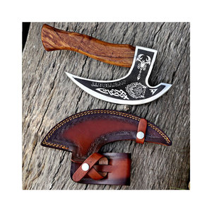 Wholesale Customized Hand Forged High Carbon Viking Pizza <b>Axe</b> with Custom Design Leather Sheath and Cutter Function for Chef Use - Product Image 1