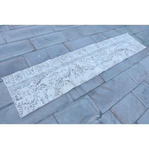 Turkish 1.7x8.3 ft <b>Runner</b> <b>Rug</b>, Vintage <b>Rug</b>, Gray Abstract <b>Rug</b> - Product Image 3
