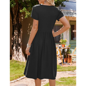 Vestidos de carrera Escritorio de oficina para cenar Evento Ocasión Invitado Tendencia Cuello en V Cintura curva para mujer Costura Crepe Vestido DE TRABAJO - Product Image 4