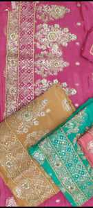 Costumes indiens modernes brodés à la main non cousus pour femmes élégants pour les fêtes de style traditionnel - Product Image 3