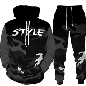 Conjuntos Deportivos Casuales de 2 Piezas para Hombre, Sudadera con Capucha y Pantalones de Camuflaje, Diseño de Invierno, Última Moda, Trajes Personalizados al por Mayor - Product Image 1
