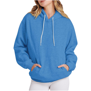 Dos tonos de gran tamaño pulóver holgado 100% algodón personalizado transpirable gota hombro sudaderas con capucha para mujer - Product Image 5