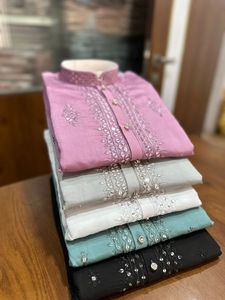 גברים כותנה ארוך <span class=keywords><strong>kurta</strong></span> עם רקומים עבודה רקומים דפוס חדש פסטיבל חתונה הודי לובשים קורטה מהודו 2025