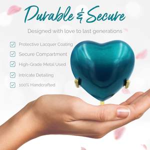 Urna de recuerdo de corazón azul-Mini cremación con soporte y caja-Urna azul pequeña para cenizas-Urna de fichas para cenizas humanas o mascotas - Product Image 3