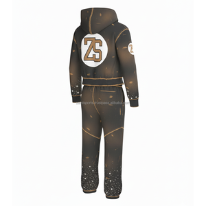 Survêtement à fermeture éclair en polaire de qualité supérieure 380 GSM ensemble de survêtements à capuche et de jogging d'hiver épais en tissu doux conception de logo personnalisé survêtements grande taille - Product Image 4