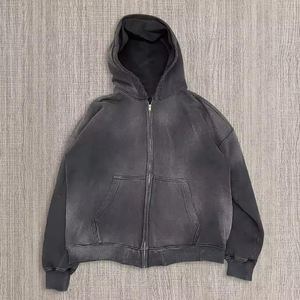 Fabricante de Sudaderas con Capucha Corta, Estilo Urbano Personalizado, Corte Cuadrado, 100% Algodón, Impresión Puff, Efecto Desgastado por el Sol, con Cierre - Product Image 6