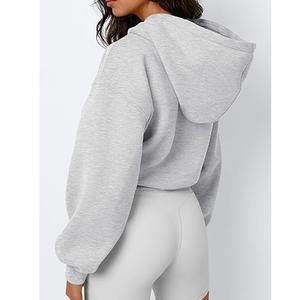 Sudadera Corta Informal para Mujer, Fabricada en Fábrica, 100% Algodón, Forrada, Color Personalizado, Ecológica, Transpirable, con Capucha, para Invierno - Product Image 6