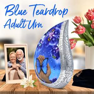 โกศหยดน้ําตาผีเสื้อสําหรับเถ้าผู้ใหญ่หญิงและชาย - ผีเสื้อสําหรับเถ้ามนุษย์พร้อมกระเป๋า - โกศเผาศพสีน้ําเงินสําหรับผู้หญิง - Product Image 2