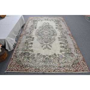 Classique Beige Vert Vintage Tapis Turc 5.5 X 9.1ft Laine Faite À La Main avec Support En Latex Patchwork Rectangle Tapis De Chevet - Product Image 1