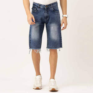 Shorts en jean pour homme respirants et personnalisés, taille élastique, décontractés, de haute qualité, 100% coton, logo personnalisé accepté - Product Image 1