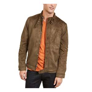 Giacca Reversibile in Finta Pelle Scamosciata da Uomo INC International Concepts, Collo Alto, Chiusura a Zip, Verde, Taglie da XS a 6XL, per l'Autunno - Product Image 1