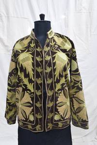 Veste matelassée d'automne-hiver pour femme de qualité, brodée, écologique, doublure en coton, broderie luxueuse, manches longues, noire - Product Image 6