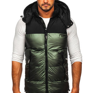 Venta al por mayor de calidad superior hombres Casual a prueba de viento impermeable chaqueta acolchada chaleco poliéster/Nylon Material invierno cálido personalizado OEM - Product Image 4