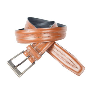 Ceinture en cuir de buffle d'eau réversible double face de qualité unisexe largeur 35MM boucle en laiton massif 100% finition lisse lourde - Product Image 1