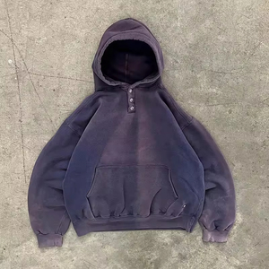 Sweat à capuche personnalisé de luxe, broderie, streetwear, molleton, vintage, surdimensionné, délavé à l'acide, délavé au soleil, déchiré, fermeture éclair - Product Image 2