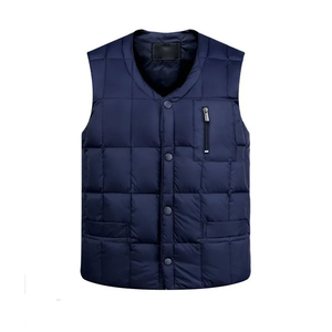 Gilet matelassé en toile imperméable pour homme avec bouton Logo personnalisé Couleur respirante Vêtement décontracté pour la saison hivernale - Product Image 1