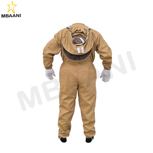 Traje de mantenimiento de abejas de velo redondo ventilado en color marrón Hecho por la industria del cuero MBBANI. - Product Image 4