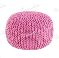 Pouf ottoman rose moderne en coton tricoté à la main, repose-pieds, chaise de sol pour chambre, salon, entrée, console avec incrustation d'os