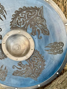 Escudo vikingo Medieval de la mejor calidad hecho a mano, el mejor juguete personalizable para jugar en batalla, diseño propio, cuchillos vikingos compatibles con OEM DIY - Product Image 6