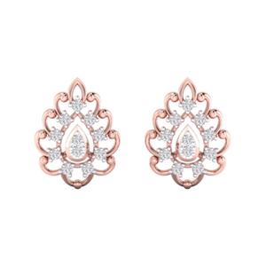 Pendientes de Diamantes de Lujo con Diseño de Corona en Oro Rosa de 14k, Joyería Femenina para Bodas y Aniversarios - Product Image 1