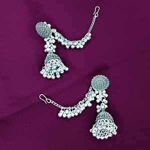 Indian Manufacturer Jewelry Supplier Oxidized Dangle Wedding <b>Jhumka</b> Jhumki <b>Earrings</b> Ear Chai Tassel Jewellery Set for Women - Product Image 3