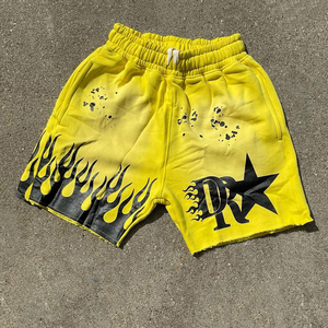 Pantalones cortos de correr de entrenamiento vintage con agua de lavado ácido de diseñador personalizados al por mayor, pantalones cortos transpirables de 100% algodón con bolsillos estilo Hip Hop callejero - Product Image 6