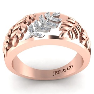 Anillo de bodas con diseño de hoja de Plata de Ley 925 chapado en oro rosa y Diamante redondo de moda para mujer a precio mayorista - Product Image 5
