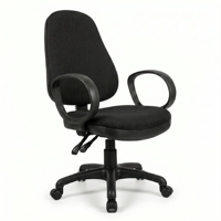 Chaise de bureau moderne en tissu simili cuir PU avec accoudoirs réglables, base pivotante, design ergonomique pour usage domestique ou professionnel
