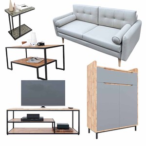 PK004 5-Piece Modern Minimalist Wood Living Room Furniture Combo Tufted and <b>Adjustable</b> Comfortable Home Furniture Sets - Product Image 1